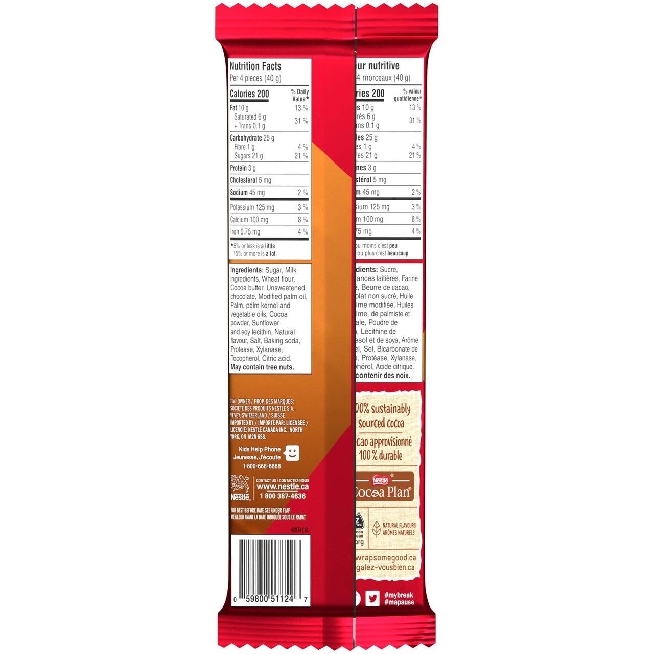 Kit Kat Caramel Crisp Bar - Canadian Chocolate with Caramel Crunch nutrition facts