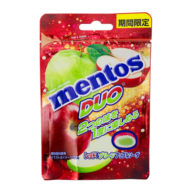 Mentos Apple Soda Candy - Duo Flavor Japan - Red apple soda and green apple chewy candy