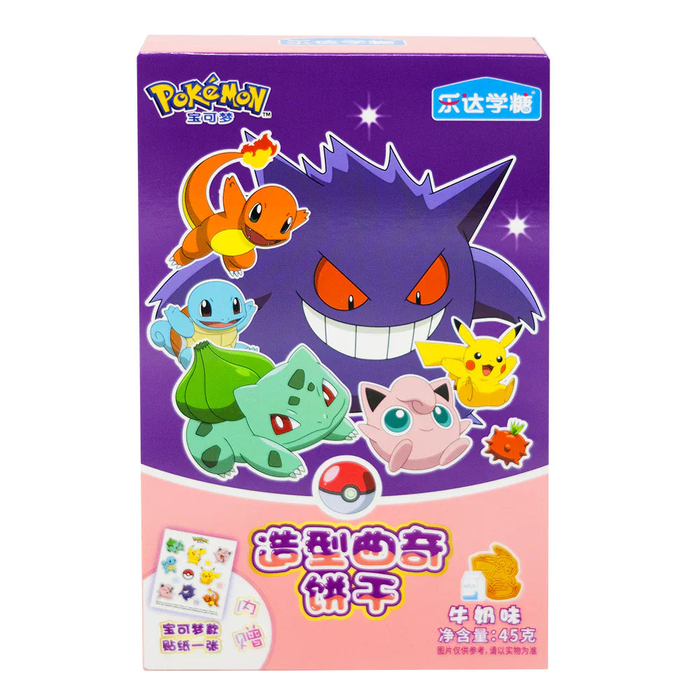 Pokémon Shaped Milk Cookies with Stickers 45g (China) - Fun Snack for Fans